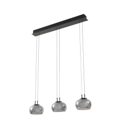 Lucande LED-hængelampe Dain, 3 lyskilder, røggrå, glas