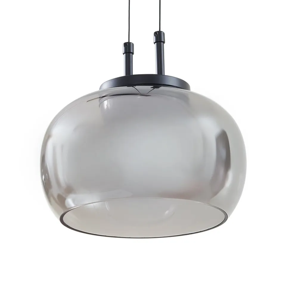 Lucande LED-hængelampe Dain, 3 lyskilder, røggrå, glas