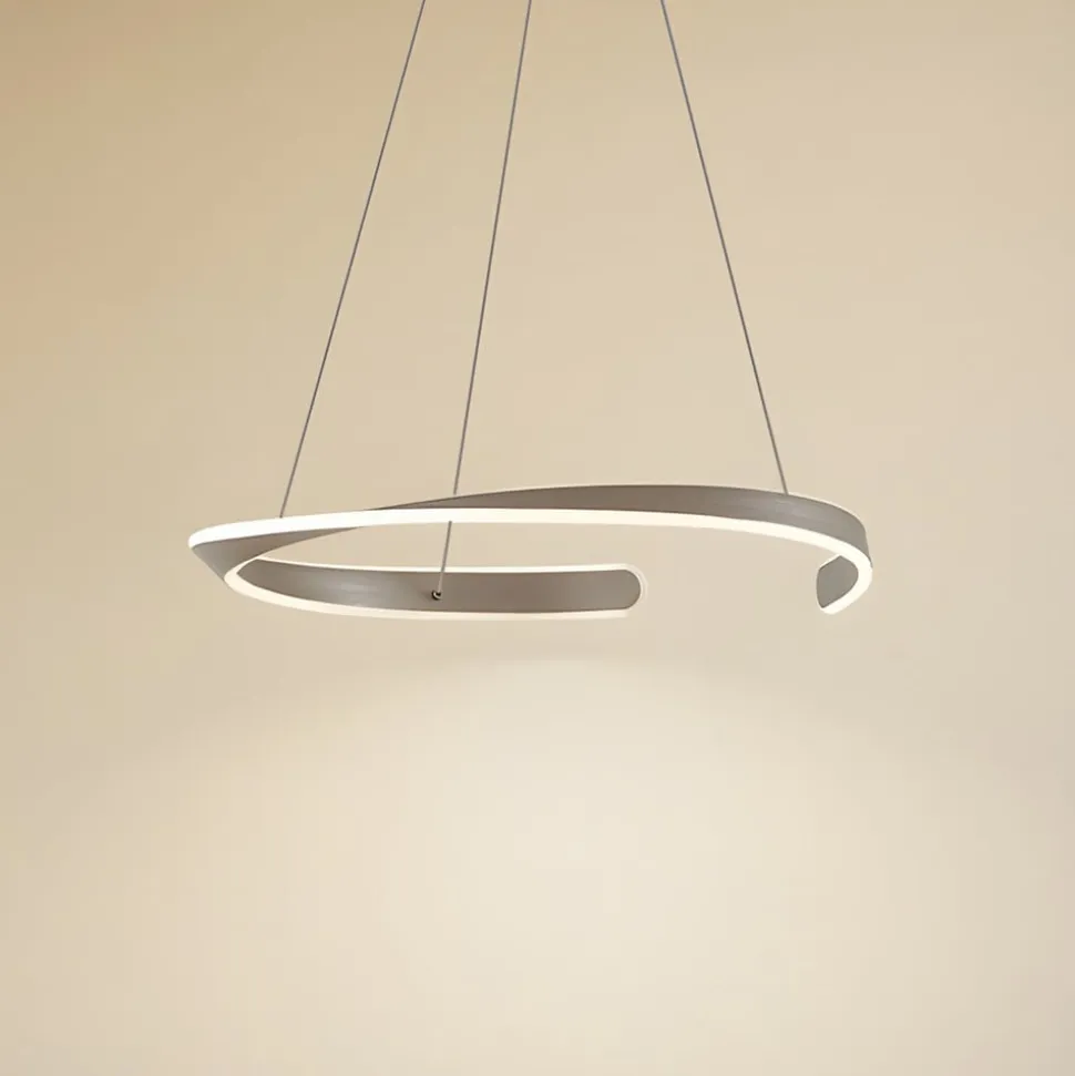 Lucande LED-hængelampe Eloura, sølv, Ø58cm, metal, CCT