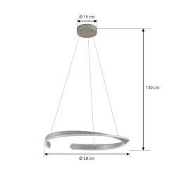 Lucande LED-hængelampe Eloura, sølv, Ø58cm, metal, CCT