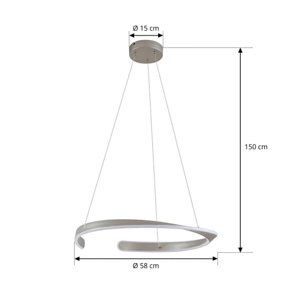 Lucande LED-hængelampe Eloura, sølv, Ø58cm, metal, CCT