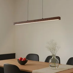 Lucande LED-hængelampe Emara, mørkt træ, eg, CCT