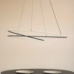 Lucande LED-hængelampe Gavril, 100 cm, sort, dæmpbar