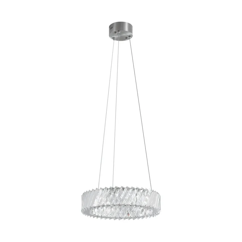 Lucande LED-hængelampe Glacis, krystal, Ø 40 cm, krom