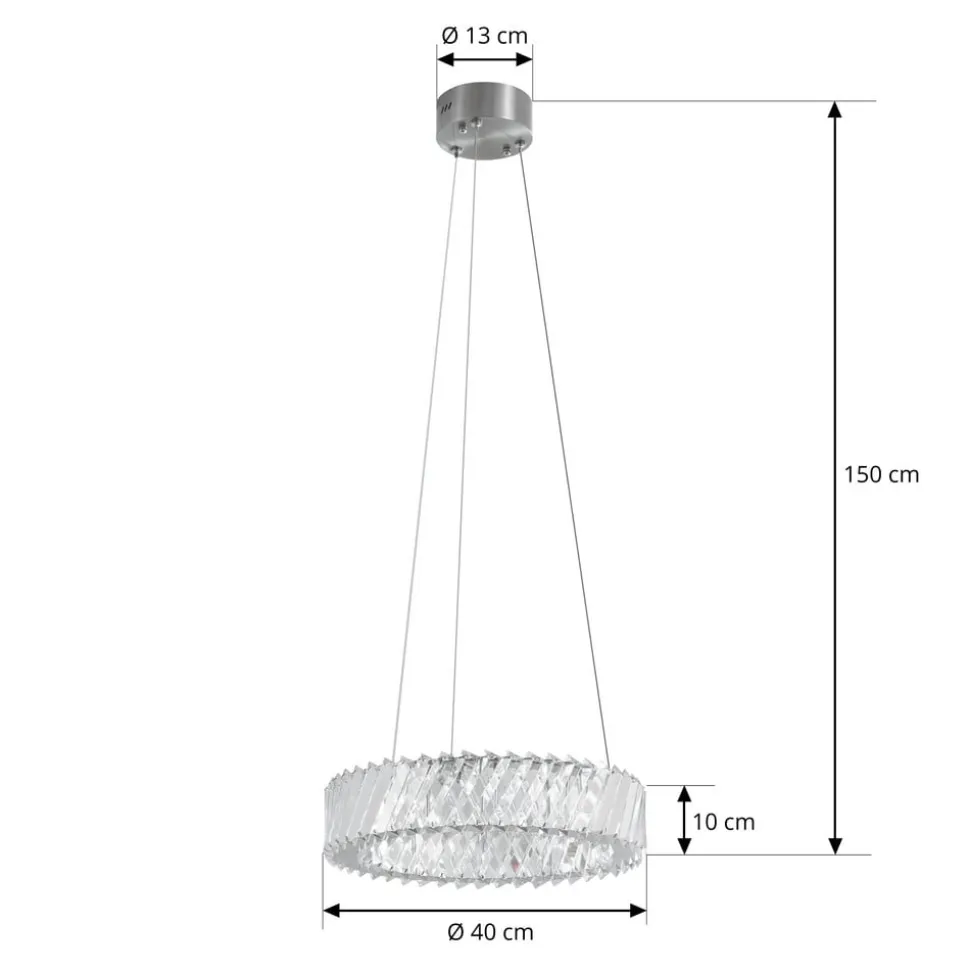 Lucande LED-hængelampe Glacis, krystal, Ø 40 cm, krom