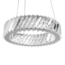 Lucande LED-hængelampe Glacis, krystal, Ø 40 cm, krom