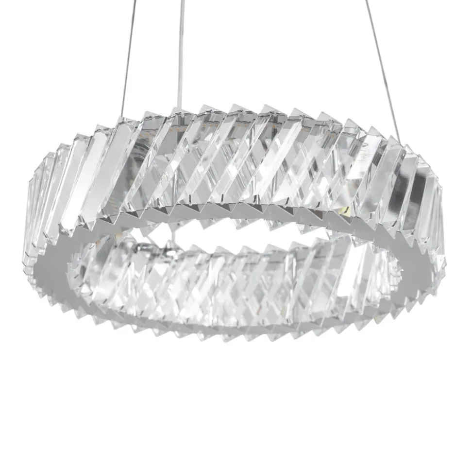 Lucande LED-hængelampe Glacis, krystal, Ø 40 cm, krom