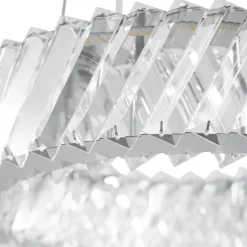 Lucande LED-hængelampe Glacis, krystal, Ø 40 cm, krom