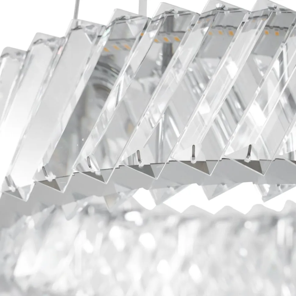 Lucande LED-hængelampe Glacis, krystal, Ø 40 cm, krom