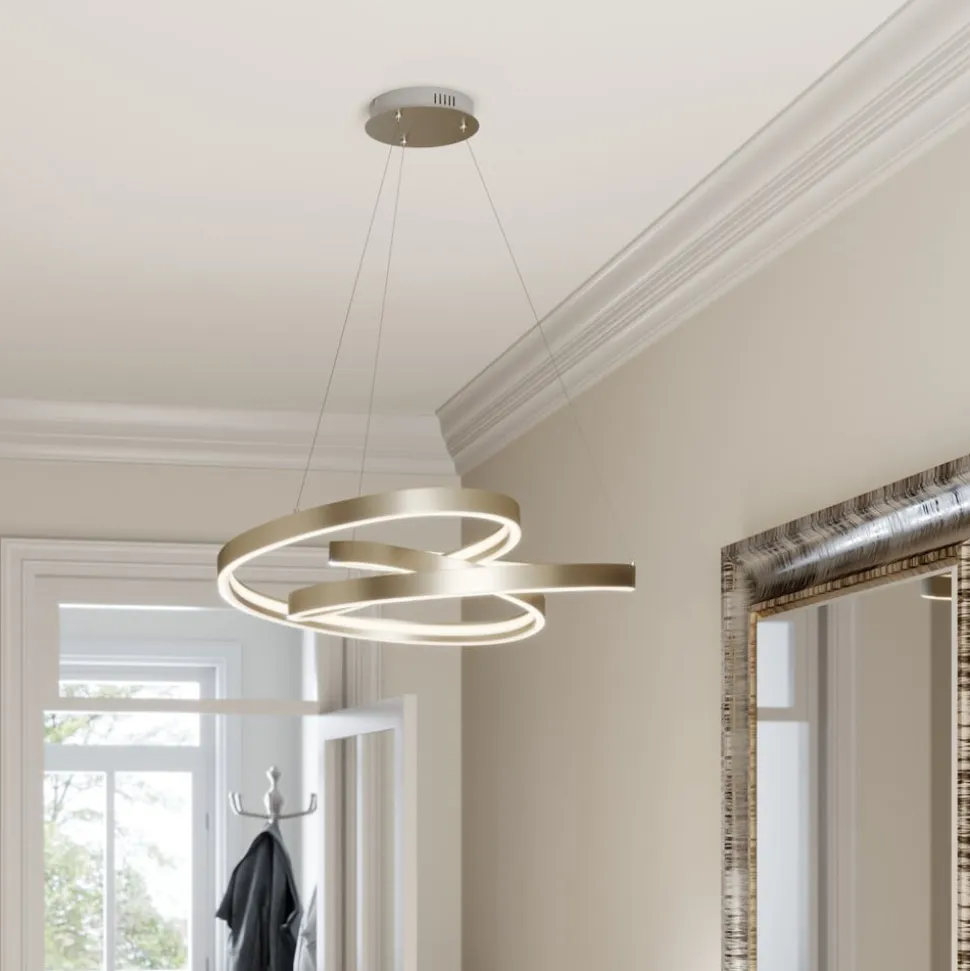 Lucande LED-hængelampe Gunbritt, Ø 80 cm, sølv, dæmpbar