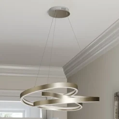 Lucande LED-hængelampe Gunbritt, Ø 80 cm, sølv, dæmpbar