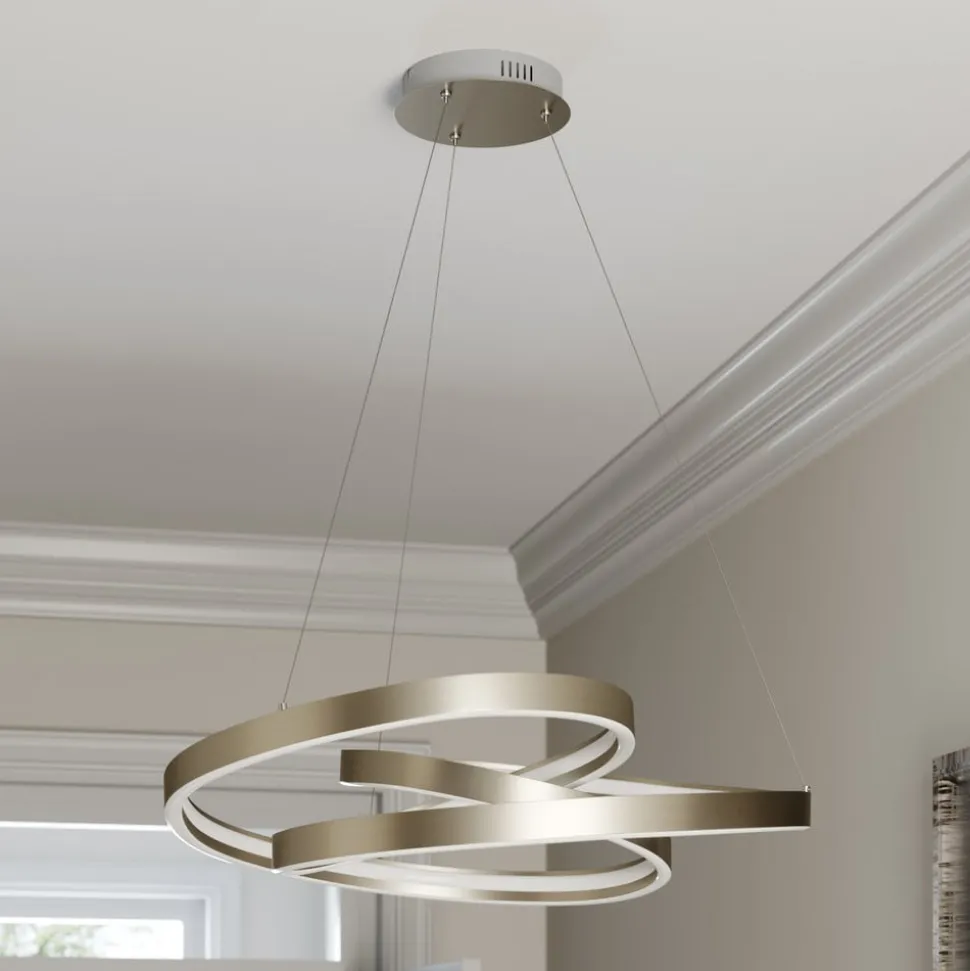 Lucande LED-hængelampe Gunbritt, Ø 80 cm, sølv, dæmpbar