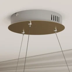 Lucande LED-hængelampe Gunbritt, Ø 80 cm, sølv, dæmpbar