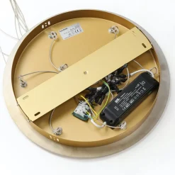 Lucande LED-hængelampe Hayley, Ø 40 cm, 9 lyskilder, guld, glas