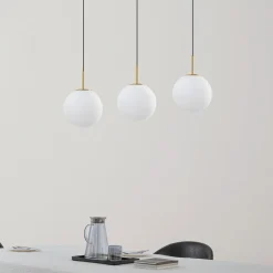 Lucande LED-hængelampe Joran, 3 lyskilder, hvid, glas