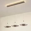 Lucande LED-hængelampe Kolo, 114 cm, 3 lyskilder, brun, dæmpbar