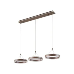 Lucande LED-hængelampe Kolo, 114 cm, 3 lyskilder, brun, dæmpbar