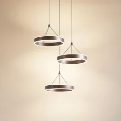 Lucande LED-hængelampe Kolo, brun, 3 lyskilder, dæmpbar