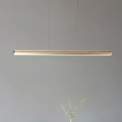 Lucande LED-hængelampe Lutana, rosaguld/træfarvet, 101 cm