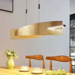 Lucande LED-hængelampe Marija, 101 cm, guldfarvet, dæmpbar