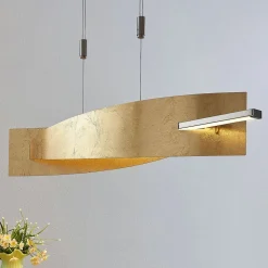 Lucande LED-hængelampe Marija, 101 cm, guldfarvet, dæmpbar