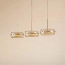 Lucande LED-hængelampe Martis, ravfarvet, 3 lyskilder, dæmpbar