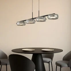 Lucande LED-hængelampe Martis, sort, 4 lyskilder, dæmpbar