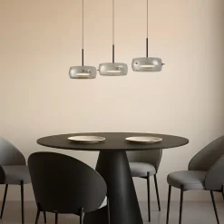 Lucande LED-hængelampe Martis, sort, 3 lyskilder, step-dæmpbar