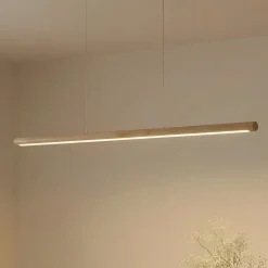 Lucande LED-hængelampe Maruta, træ, bjælke, 120 cm, 3000K