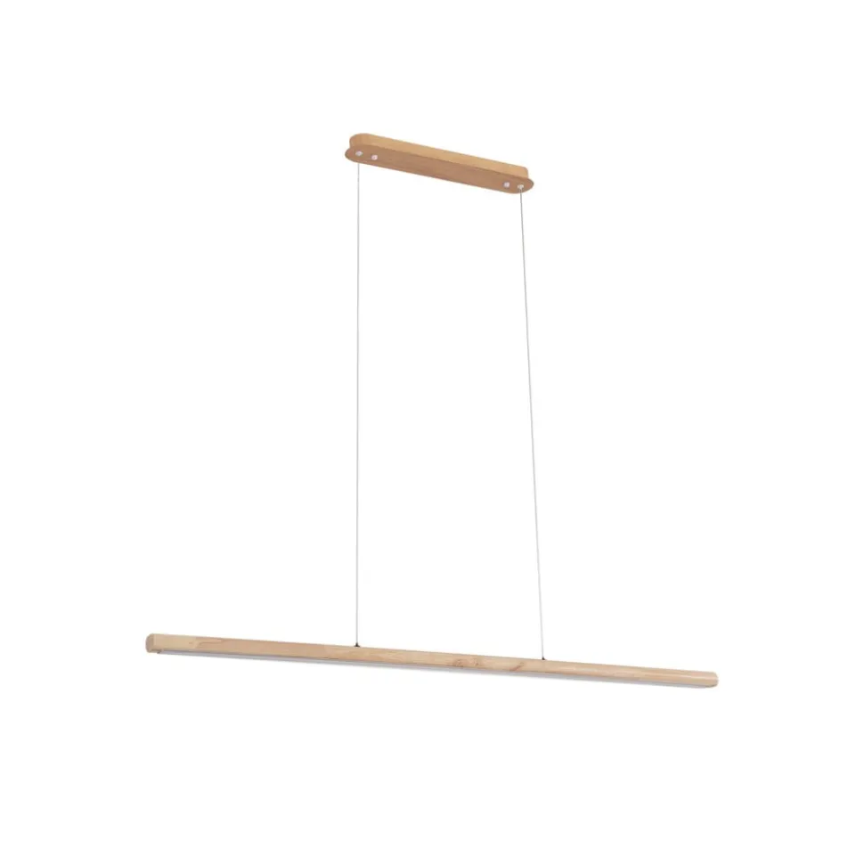 Lucande LED-hængelampe Maruta, træ, bjælke, 120 cm, 3000K