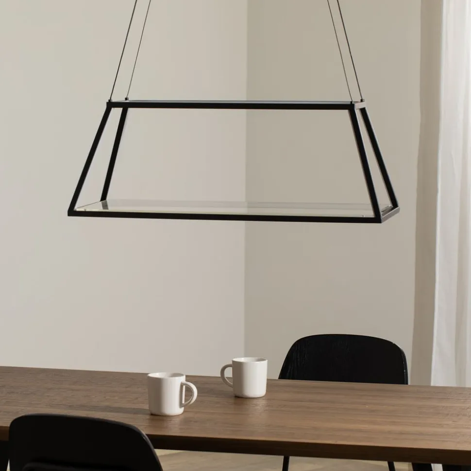 Lucande LED-hængelampe Mensola, sort, aluminium, 75 cm