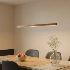 Lucande LED-hængelampe Nihalo, træ, 122 cm, dæmpbar, CCT