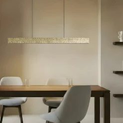 Lucande LED-hængelampe Nivara, 117 cm, guld, metal