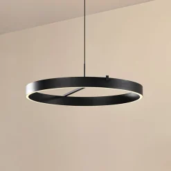 Lucande LED-hængelampe Rovan, Ø 60 cm, sort, CCT, dæmpbar