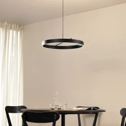 Lucande LED-hængelampe Rovan, Ø 60 cm, sort, CCT, dæmpbar