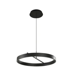 Lucande LED-hængelampe Rovan, Ø 60 cm, sort, CCT, dæmpbar