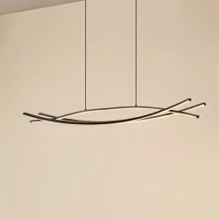 Lucande LED-hængelampe Sayori, 98 cm, sort, dæmpbar