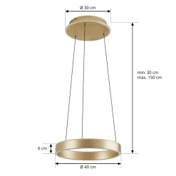Lucande LED-hængelampe Tindra, Ø 40 cm, guld, dæmpbar