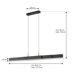 Lucande LED-hængelampe Torven, sort, CCT, udtrækkelig