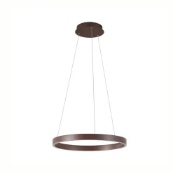 Lucande LED-hængelampe Yonam, Ø 60 cm, 1 lyskilde, brun, CCT