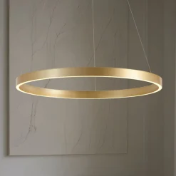Lucande LED-hængelampe Yonam, Ø 80 cm, 1 lyskilde, guld, CCT