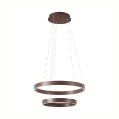 Lucande LED-hængelampe Yonam, Ø 60 cm, 2 lyskilder, brun, CCT