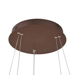 Lucande LED-hængelampe Yonam, Ø 60 cm, 2 lyskilder, brun, CCT