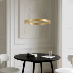 Lucande LED-hængelampe Yonam, Ø 60 cm, 1 lyskilde, guld, CCT