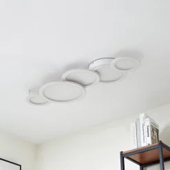 Lucande LED-loftlampe Diala, hvid, metal, 96 cm