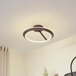 Lucande LED-loftlampe Eldra, kaffebrun, Ø 55 cm, CCT