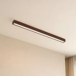 Lucande LED-loftlampe Emara, mørkt træ, eg, dæmpbar