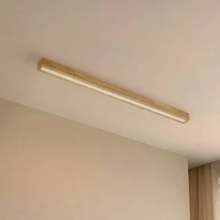 Lucande LED-loftlampe Emara, lys træ, eg, dæmpbar