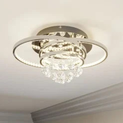 Lucande LED-loftlampe Keely, kromfarvet, krystal, 45 cm