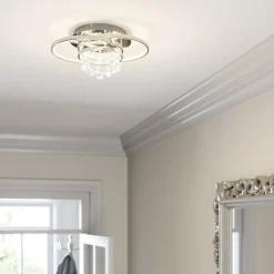 Lucande LED-loftlampe Keely, kromfarvet, krystal, 45 cm